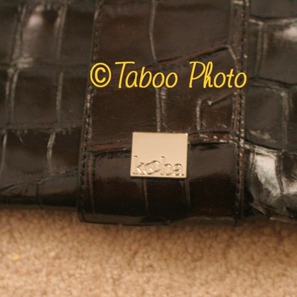 kooba Brown leather Small handbag Chain Shoulder Bag Purse Reptile Crocodile - Picture 4 of 6